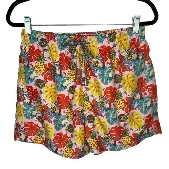 Boardies Men’s Bathing Suit Swim Trunk‎ Pineapple Banana Leaf Print Size Medium