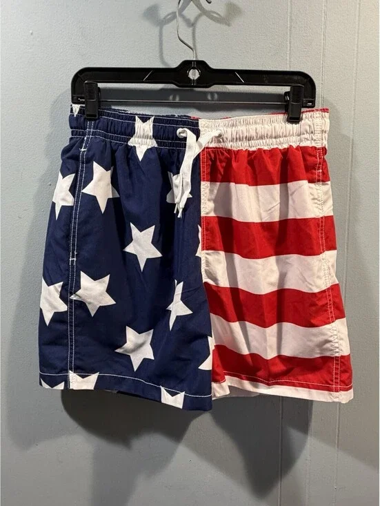 Kanu Surf Men's Flag Stars and Stripes  Swim Trunks Size Medium