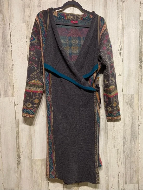 IVKO Grey Colorful Wool Tie Wrap Cardigan Sweater 44
