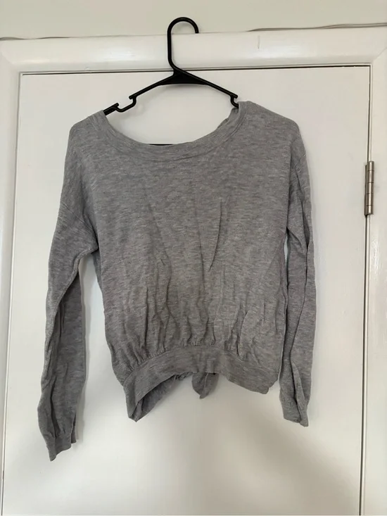 Aerie Gray Scoop Neck Knit Pullover