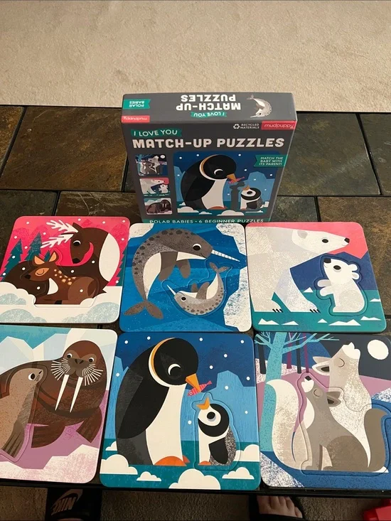 I Love You Match-Up Puzzles with Animals and Babies- EUC *like new*