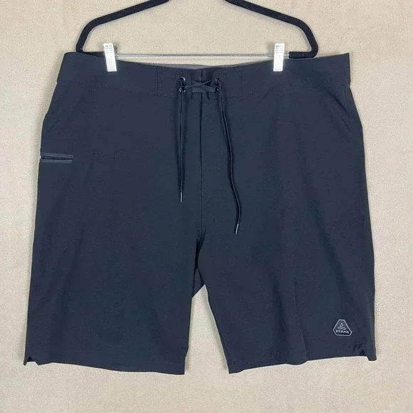 Prana Swim Trunk Mens 40 Black Drawstring Waist Zip Pocket‎ High Rise UPF50+