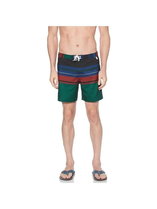 Original Penguin BLACK Green Fixed Waist Volley Swim Trunks, US Size 36 MSRP $79