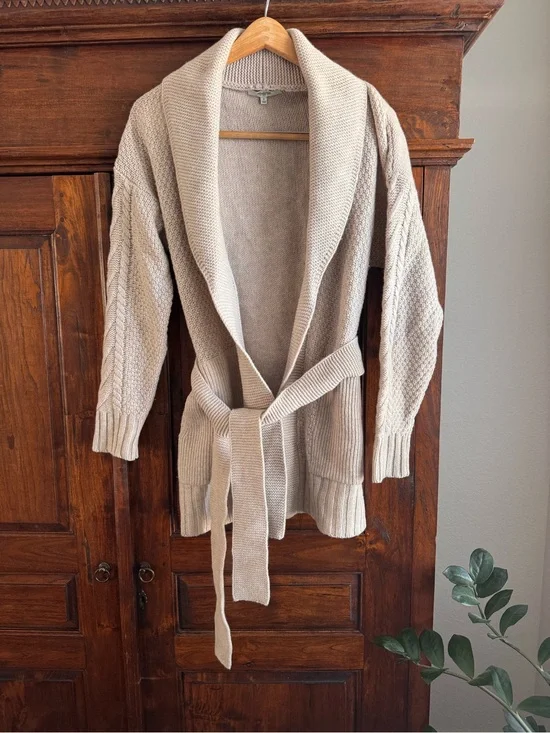 Madewell Shawl Collar Wrap Knit Open Cardigan Sweater Merino Wool