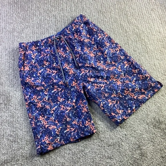Peter Millar Seaside‎ Mens Blue Abstract Swirl Swim Trunks Shorts Size S NWT