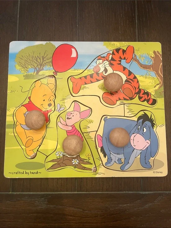Melissa & Doug Disney Winnie the Pooh Wooden Knob Puzzle – Fair Condition