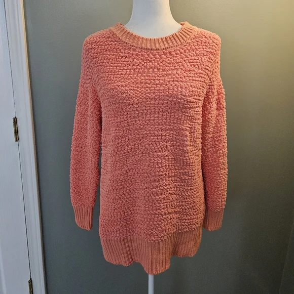 Lauren Conrad Cozy Coral Textured Women's Size Small S Crew Neck Sweater