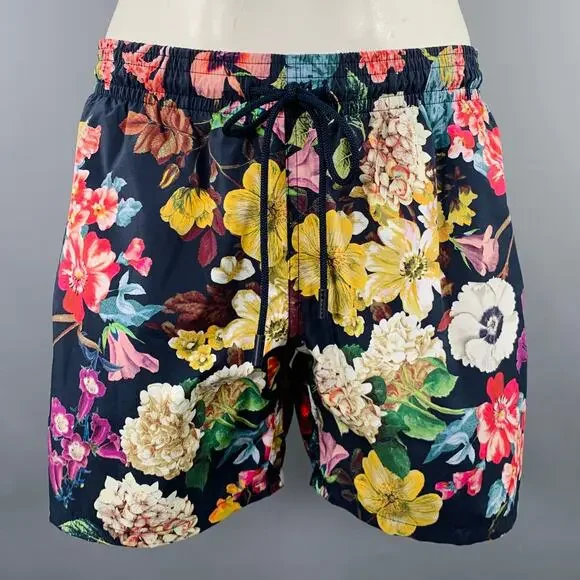 ETRO Size L Multi Color Floral Polyamide Swim Trunks