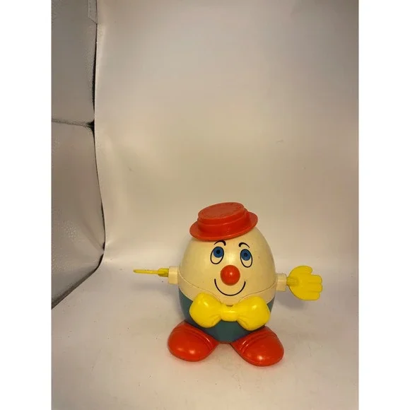 VINTAGE FISHER PRICE HUMPTY DUMPTY PULL TOY 736 W/ PULL CORD STRING TESTED WORKS