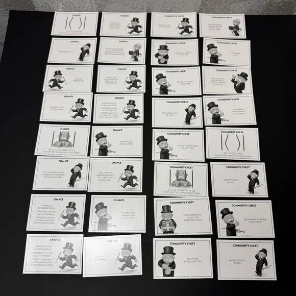 2008 Monopoly Replacement Chance & Community Chest Cards Complete Set Hasbro