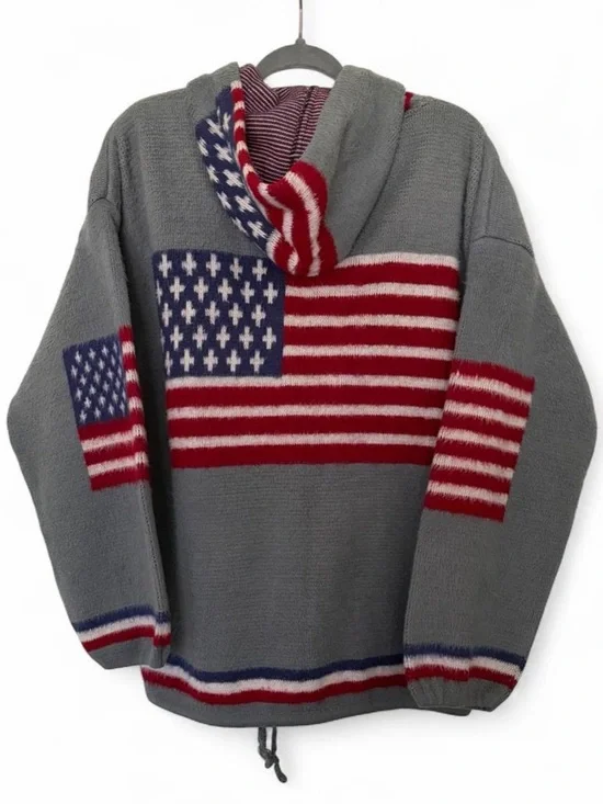 Vintage Yari Artesanias American Flag Full Zip Hoodie Sweatshirt size large