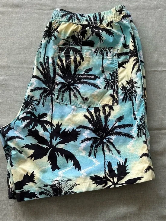 Men’s Quiksilver Black Palm Print Board Shorts