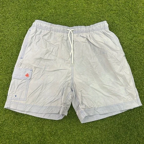 Brooks Brothers 346 Mens Blue Swim Trunks Cargo Pocket Mesh Lined Shorts Large