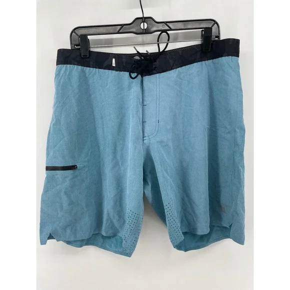 Vuori‎ Cruise Boardshorts Mens 34 Blue Black Camo Waist Performance 8