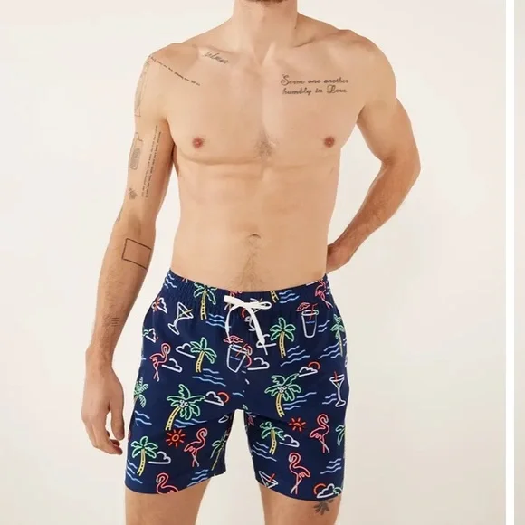 CHUBBIES Classic Swim Trunk 7” Inseam Neon Lights‎ Blue Graphic size Large