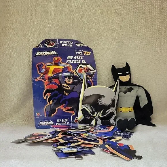 Batman My Size Puzzle XL with Plush Toy‎ - Blue and Black And Paper Mask