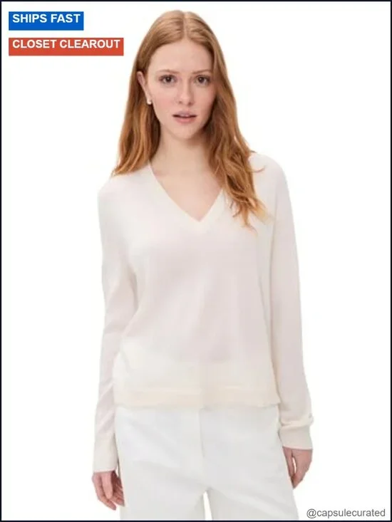 100% Cashmere V-Neck Pullover Sweater Long Sleeve