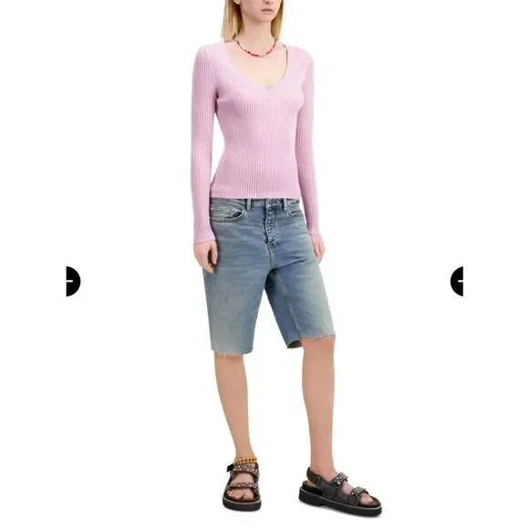 $215 The Kooples knitted pink V neck top sweater NWT