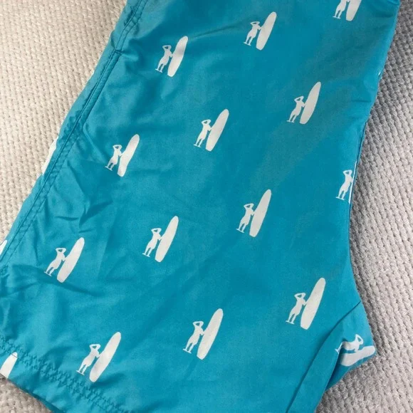 Johnnie-O Mens Surfer Print Swim Trunks Turquoise Blue Board‎ Shorts XXL