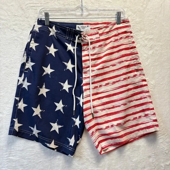 American Eagle Swim Trunks Men Sz Small‎ American Flag Stars Stripes Patriotic