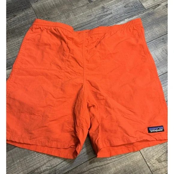 Patagonia Mens Size XS red swim trunks snap‎ pocket Shorts Orange No Lining