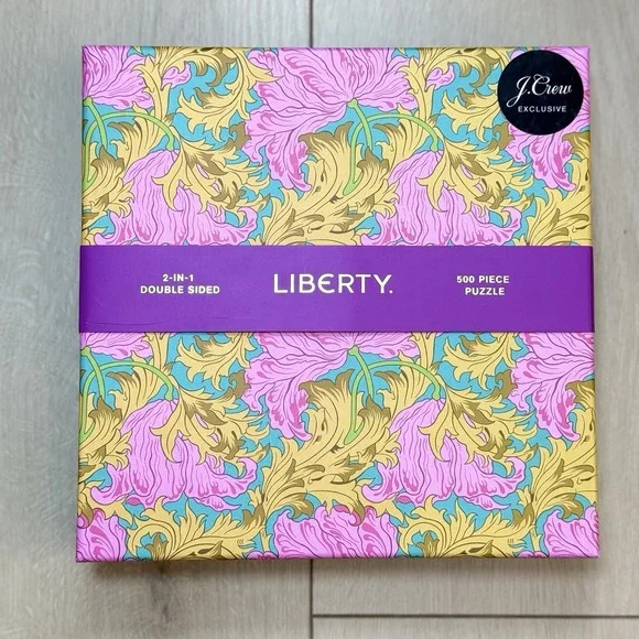 J Crew Liberty 500 Piece‎ Puzzle Double Sided Floral Complete Used Box Gift Set
