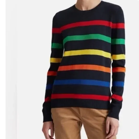 Lauren Ralph Lauren black label striped crewneck sweater dark navy XL