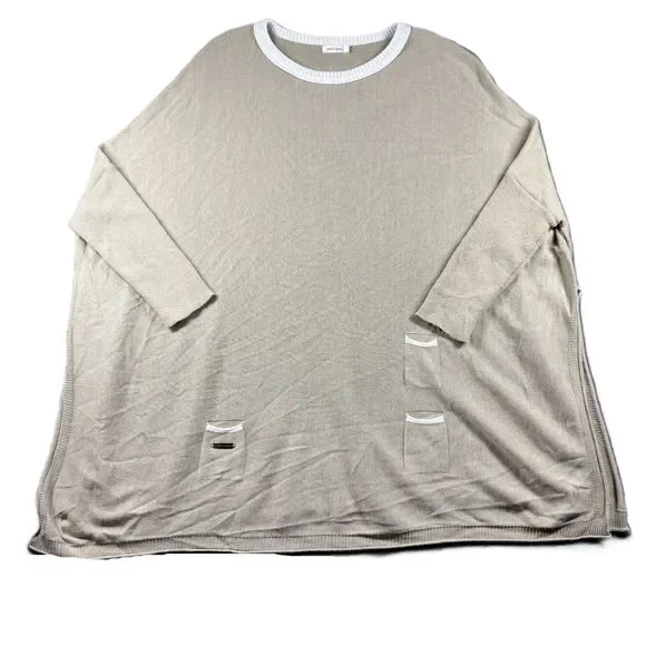 Mersea Women Catalina Sweater Traveler Knit Pullover Lagenlook Beige OS Q118