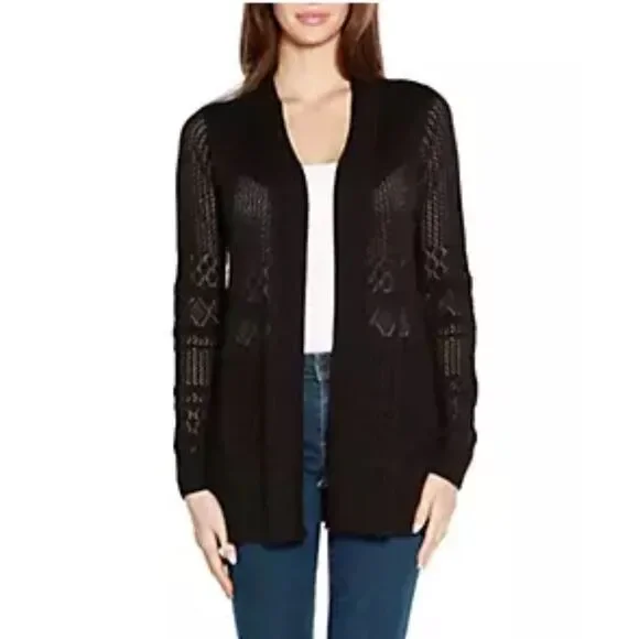 41 Hawthorn‎ Etelan Variegated Pointelle Cardigan Size 3X Black Stitch Fix NWT