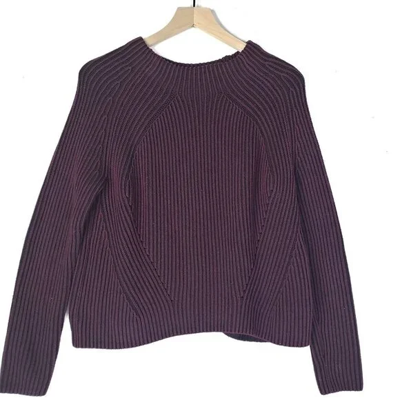 Athleta Rockland Cable Knit Sweater S Auberge Black‎ Purple Chunky