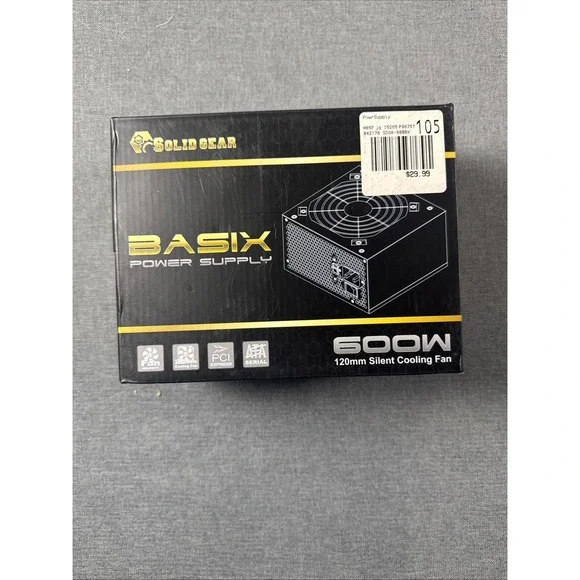 Solid Gear Basix Power Supply‎ SDGR-600BX SATA 600W 120mm Cooling Fan{CC}
