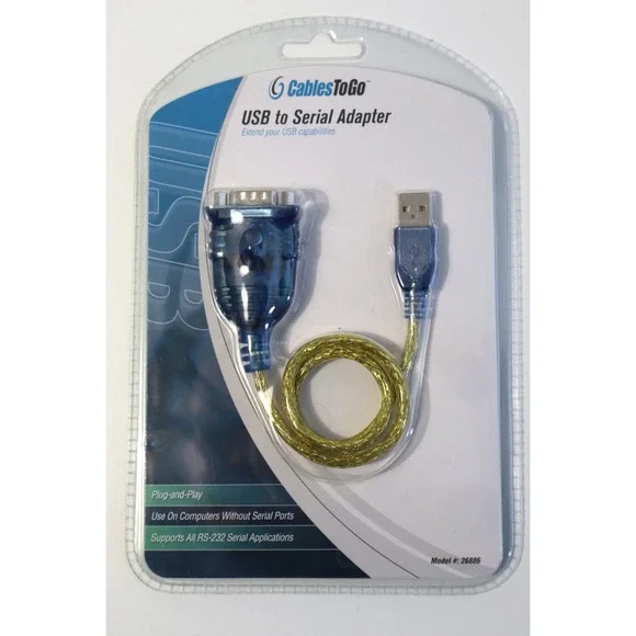 Cables To Go USB to Serial Adapter DB9 RS232 Converter Model 26886 Plug and Play