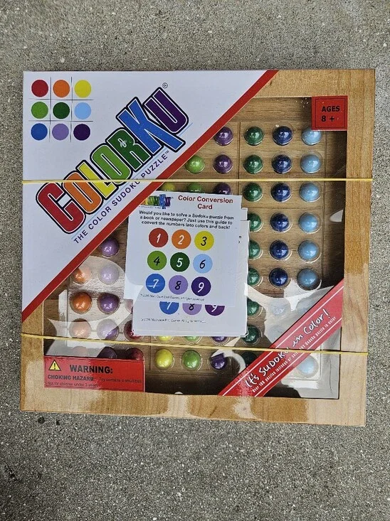 ColorKu: Color Sudoku Puzzle Solid Wood Game Board, Puzzle Cards/Expansion Packs