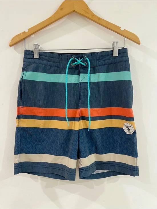Vissla Boardshorts Men’s Size 27 Striped Upcycled Coconut Poly Swim Trunks