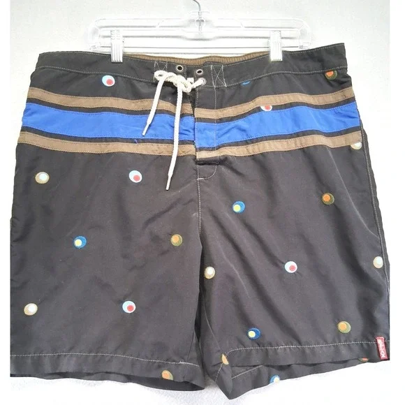 TommyBahama Relax‎ Men Swim Trunks XL Black All Over Print Drawstrings