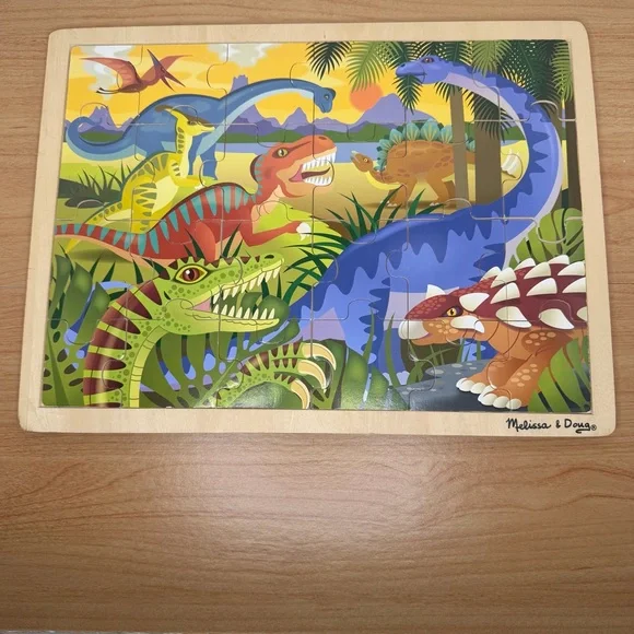 Melissa & Doug Dinosaur Wooden Jigsaw Puzzle 24 Pieces Ages 3+