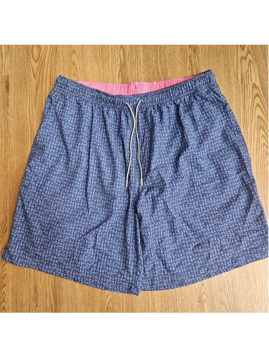 Peter Millar Seaside Collection Blue Cocktail Beverage AOP Swim Shorts Mens XXL