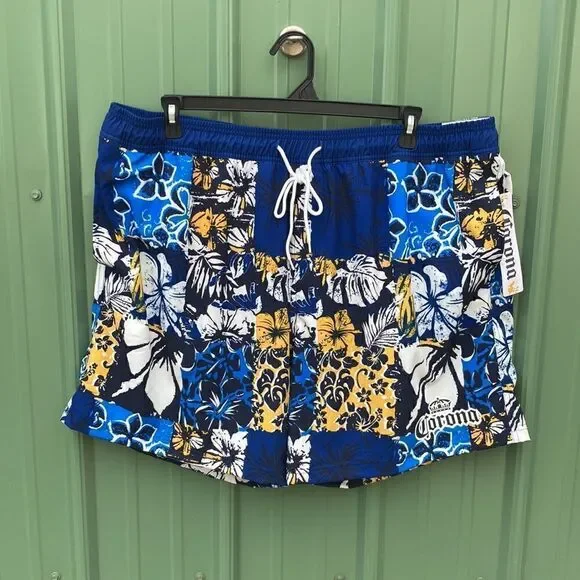 Men’s Corona Tropical Print Board Shorts Swim Trunks Beach Size 3XL