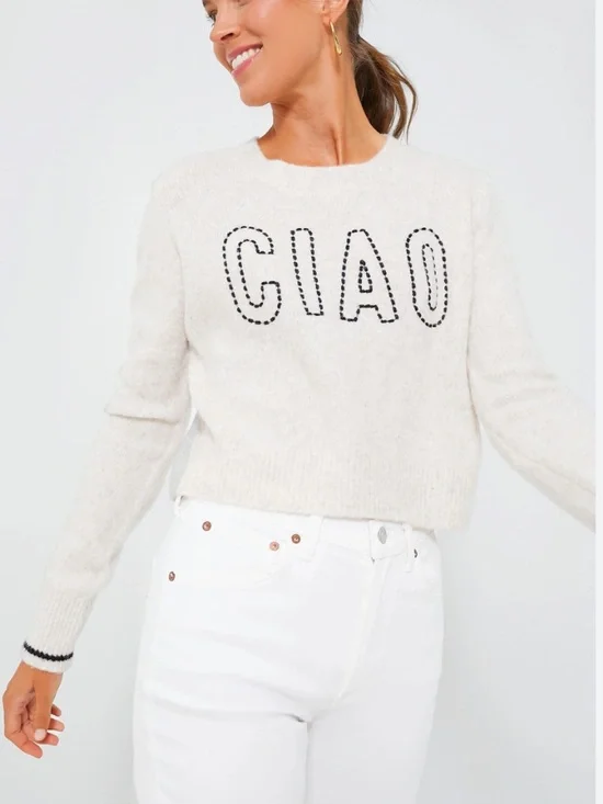 Z supply Milan CIAO ribbed crew sweater light oatmeal size m