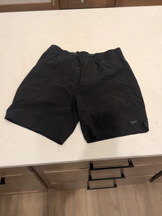 Speedo Black Athletic Swim Shorts with Elastic Waist