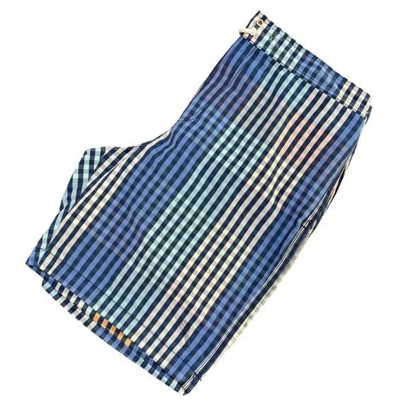 Tommy Bahama Mens Blue Gingham Plaid Swim Trunks Board Shorts Size‎ L