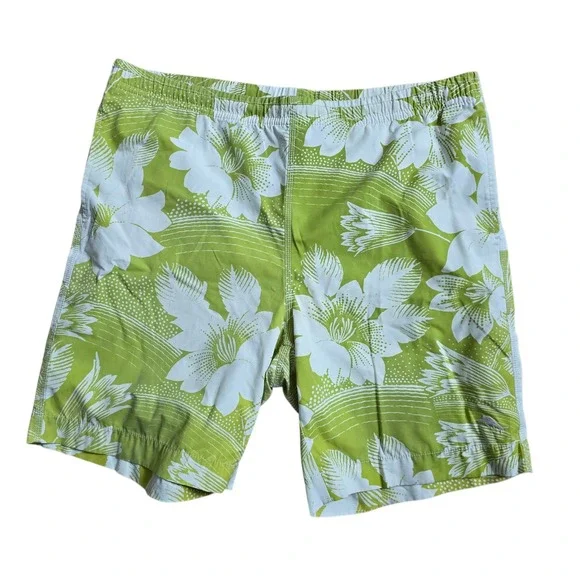 Tommy Bahama Relax Mens Lime Green Floral Hibiscus Swim Trunks Board Shorts‎ L