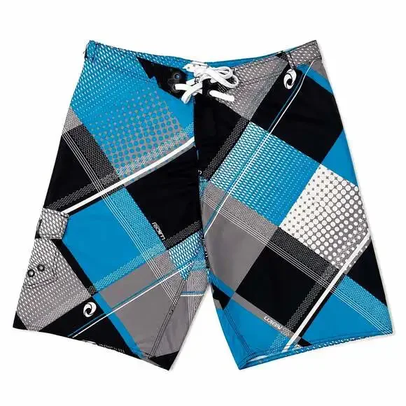 The Realm Men’s Geometric Board Shorts Swim Trunks Blue Gray Size 34