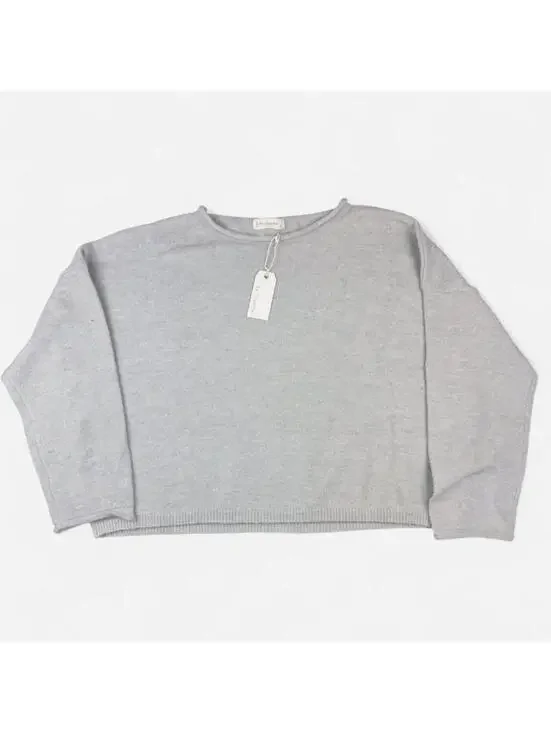 Bloomingdale's By Together Cropped Boat Neck Knit Sweater in Grey