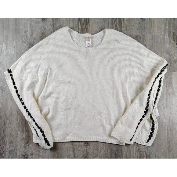 Gibson Latimere Sleeveless Poncho-style Knit Sweater Snap Sides‎ Chain Large