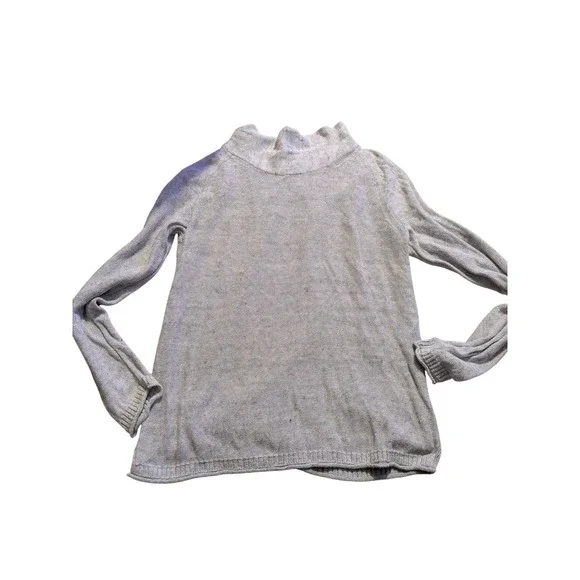 Carbon2Cobalt Womens Grey‎ Linen Cotton Mock Neck Knit Sweater Large RN129641