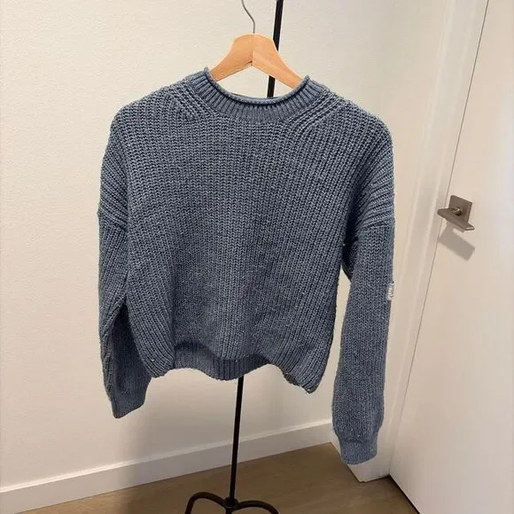 BDG Urban Outfitters Women's Slate Blue Chunky Knit Crewneck Sweater Size Small