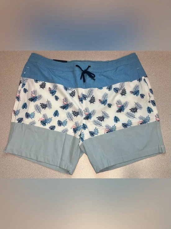 NWT Mizzen + Main HydraShift Shorts Blue White Flamingo Mens Size XL Hybrid Swim