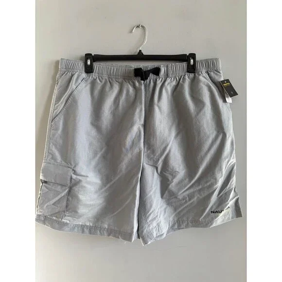 NWT Nautica Competition Men's XXL Gray Nylon Cargo Swim Trunks Shorts