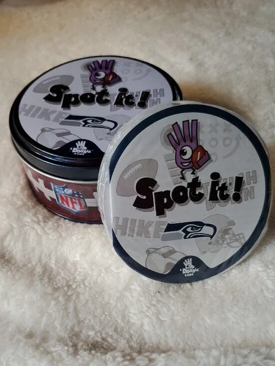 Spot It! NFL Seattle Seahawks Card Game | Family Travel Game | New/Open Box